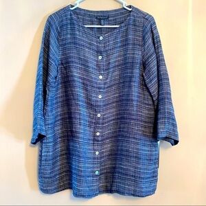 Eileen Fisher Blue Coastline Organic Linen Tunic petite small